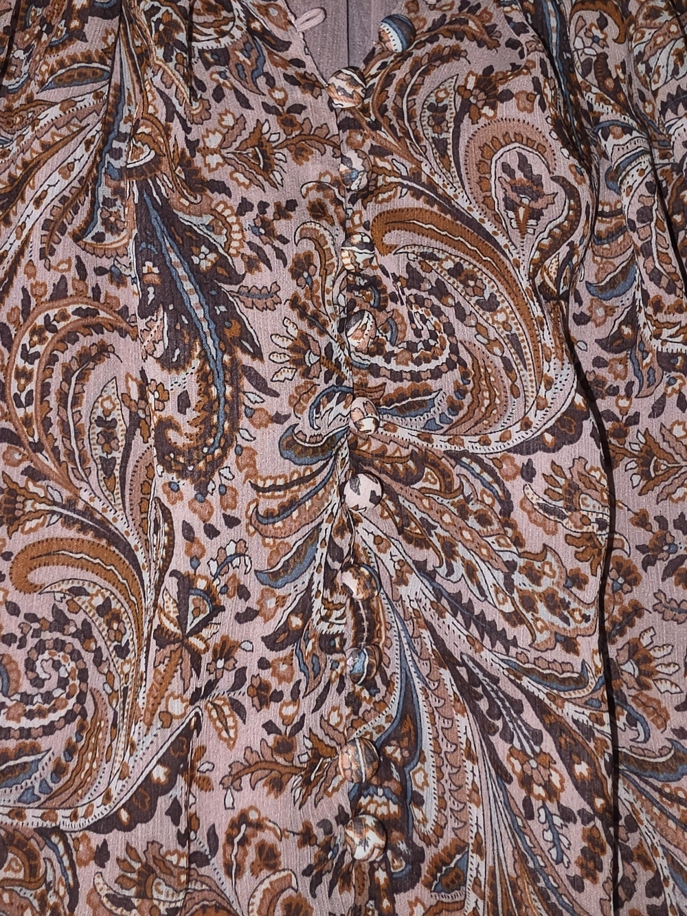 Rachel Zoe Paisley Peasant Blouse in Tan and Brown - Picture 2 of 6
